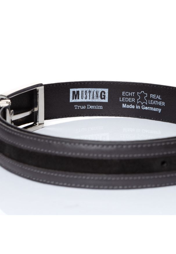 Mustang - MUSTANG PASEK SKÓRZANY 35mm SOPO-MUS079. Materiał: skóra. Wzór: paski. Styl: elegancki, klasyczny