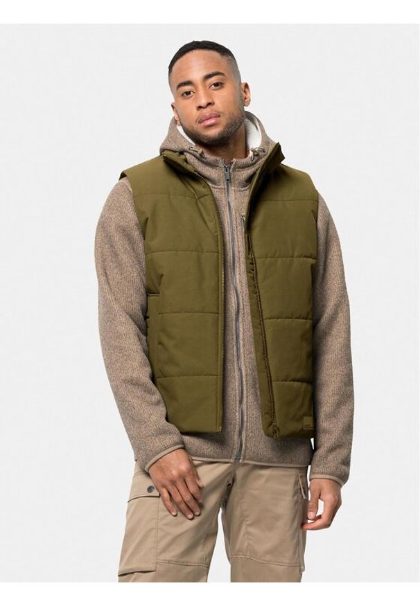 Jack Wolfskin Bezrękawnik White Frost Vest 1206402 Khaki Regular Fit. Kolor: brązowy. Materiał: syntetyk. Długość rękawa: bez rękawów