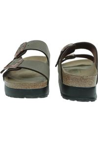 Klapki damskie Birkenstock Papillio Arizona Flex Platform. Zapięcie: klamry. Kolor: zielony. Materiał: guma, skóra. Obcas: na platformie. Sport: turystyka piesza