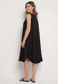 Born2be - Czarna Rozkloszowana Klasyczna Sukienka Lunetira. Okazja: na co dzień, na spacer. Kolor: czarny. Materiał: jeans. Typ sukienki: proste. Styl: klasyczny #7