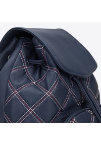 Wittchen - Damski plecak worek pikowany z nitami i ozdobnymi przeszyciami granatowy. Kolor: niebieski. Materiał: skóra ekologiczna. Wzór: haft. Styl: elegancki #3