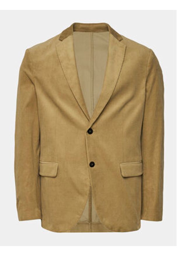 Sisley Marynarka 2SFRSW01B Beżowy Slim Fit. Kolor: beżowy. Materiał: bawełna