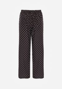Renee - Czarne Spodnie Casual Wide Leg High Waist Zdobione Wzorem w Kropki Oceasa. Okazja: na co dzień. Stan: podwyższony. Kolekcja: plus size. Kolor: czarny. Materiał: skóra. Długość: krótkie. Wzór: aplikacja, kropki. Styl: casual #4