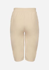 Born2be - Beżowe Luźne Spodnie z Bawełny z Wysokim Stanem 3/4 Lumelle. Okazja: na co dzień. Stan: podwyższony. Kolor: beżowy. Materiał: bawełna. Styl: casual, klasyczny #5