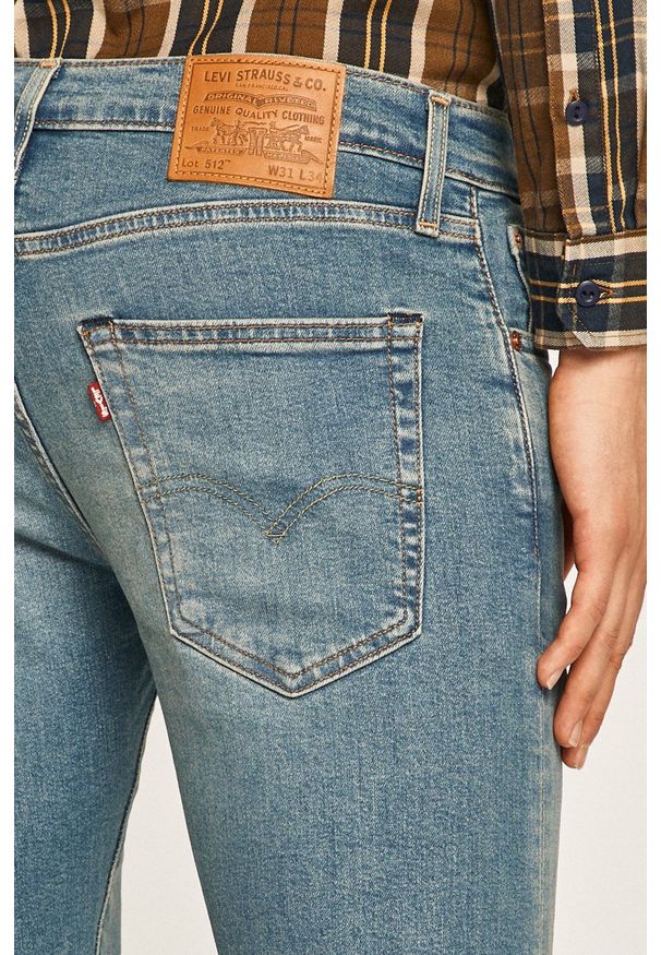 Levi's® - Levi's - Jeansy 512. Okazja: na spotkanie biznesowe. Kolor: niebieski. Wzór: aplikacja. Styl: biznesowy