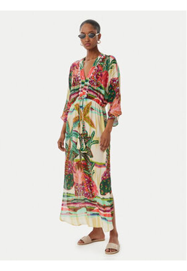 LOLA CASADEMUNT Sukienka letnia LS2616024 Kolorowy Relaxed Fit. Materiał: wiskoza. Wzór: kolorowy. Sezon: lato