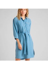 Lee - LEE LONG DENIM DRESS REGULAR FIT DAMSKA SUKIENKA FADED BLUE L50YGIOF. Materiał: denim