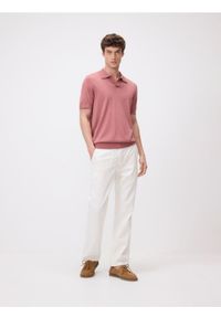 Reserved - Sweter polo z domieszką lnu - brudny róż. Typ kołnierza: polo. Kolor: różowy. Materiał: len #1