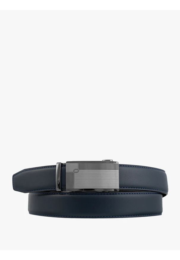 Ryłko - Granatowy pasek ze skóry licowej. Kolor: niebieski. Materiał: skóra. Styl: klasyczny, street