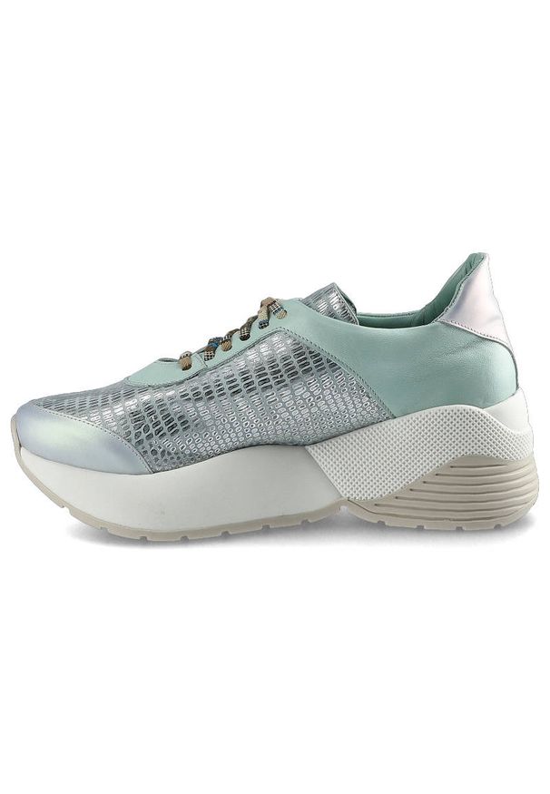 Massimo POLI - Miętowe Sneakersy Massimo Poli Damskie Modne Buty. Okazja: na co dzień. Kolor: zielony. Materiał: materiał. Szerokość cholewki: normalna. Sezon: wiosna, lato. Styl: casual, elegancki