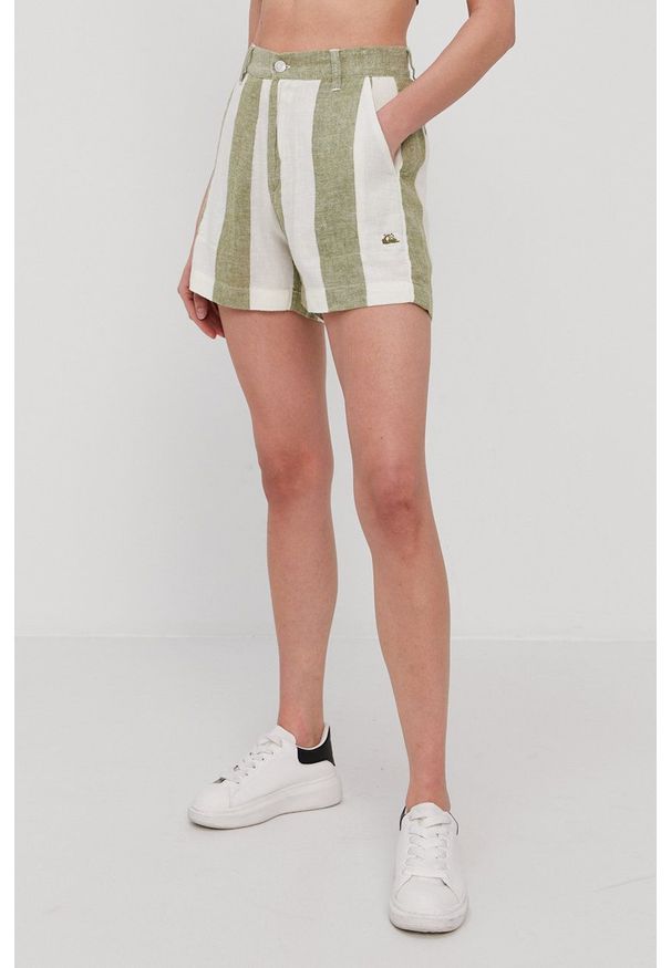 Quiksilver - Szorty. Okazja: na co dzień. Stan: podwyższony. Kolor: zielony. Materiał: materiał. Styl: casual