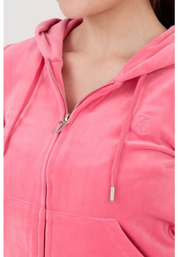 Juicy Couture - JUICY COUTURE Różowa damska bluza Robertson Hoodie, Rozmiar L. Kolor: różowy