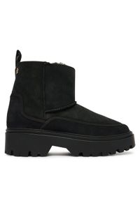 TOMMY HILFIGER - Tommy Hilfiger Śniegowce Real Shearling Pullon FW0FW08997 Czarny. Kolor: czarny. Materiał: zamsz, skóra #1