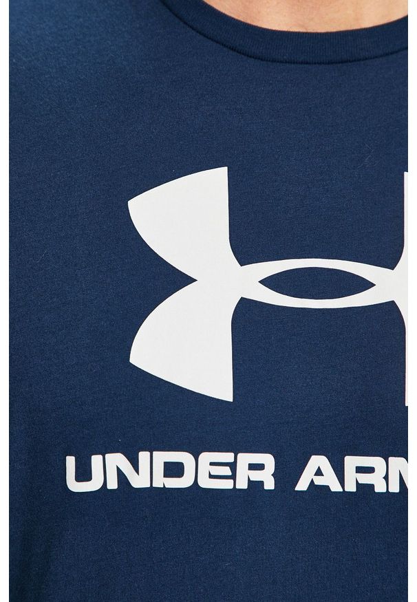 Under Armour - T-shirt. Okazja: na co dzień. Kolor: niebieski. Materiał: dzianina. Wzór: nadruk. Styl: casual