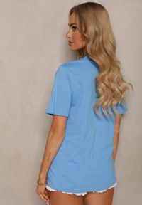 Renee - Jasnoniebieska Koszulka T-shirt Bawełniany o Klasycznym Fasonie Wasella. Okazja: na co dzień. Kolor: niebieski. Materiał: bawełna. Styl: klasyczny #4