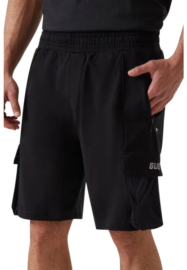 Guess - GUESS Czarne shorty męskie Rubus Cargo, Rozmiar L. Kolor: czarny