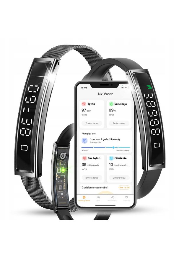 JG Smart - Opaska Smartband Bluetooth Pulsometr Krokomierz Wodoodporna Sen Sport Woda. Styl: sportowy