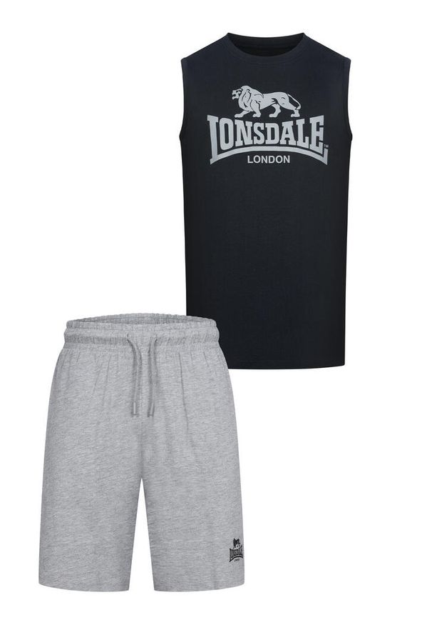 Tank top i zestaw szortów Lonsdale Claremorris. Kolor: wielokolorowy, szary, czarny. Materiał: dresówka