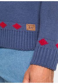 Sweter w norweski wzór bonprix indygo - w norweski wzór. Typ kołnierza: kołnierzyk stójkowy. Kolor: niebieski. Materiał: materiał, wełna, akryl #3
