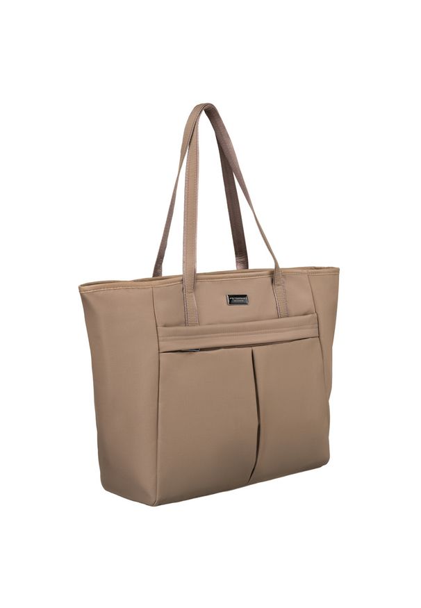 Shopper beżowa Peterson PTN CTY-09. Kolor: beżowy. Styl: casual. Rodzaj torebki: na ramię