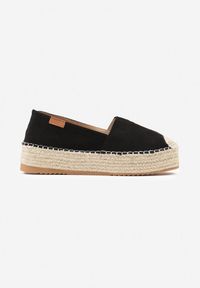 Renee - Czarne Espadryle z Imitacji Zamszu na Platformie z Jutowej Plecionki Mirrona. Kolor: czarny. Materiał: zamsz. Obcas: na platformie #3