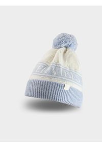 4f - 4F Czapka zimowa z pomponem dziewczęca - niebieska Uniwersalny. Kolor: niebieski. Materiał: wełna. Sezon: zima #1