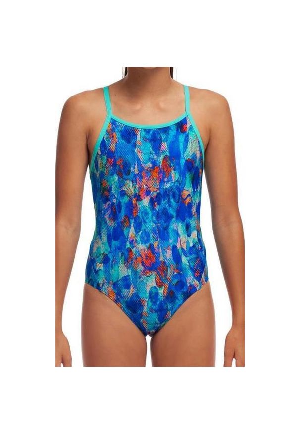 Strój kąpielowy jednoczęściowy FUNKITA Paint Press - dziewczęcy. Kolor: niebieski