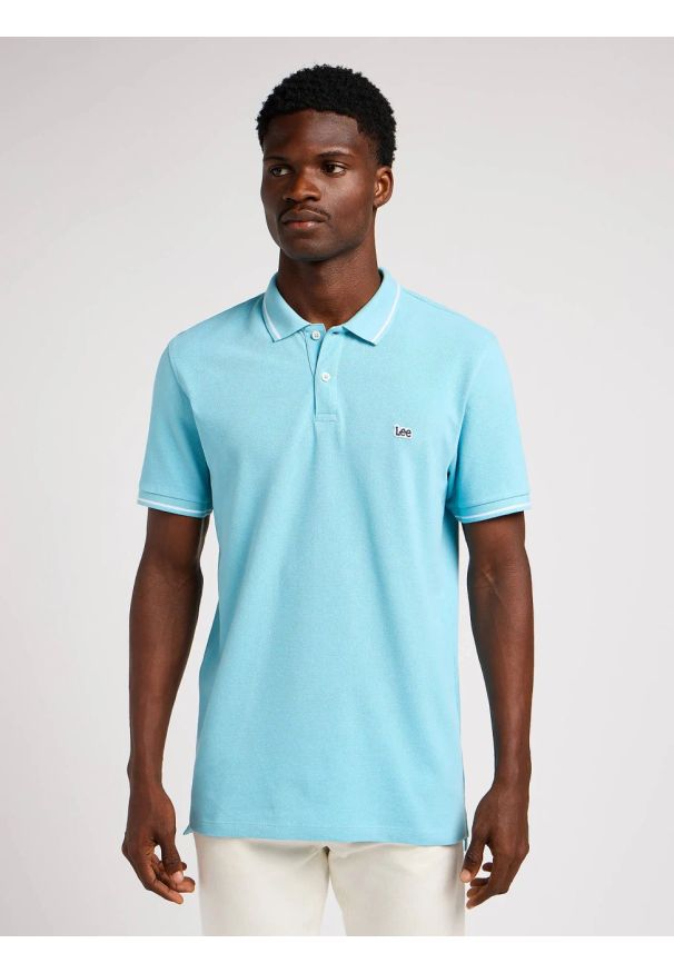 Lee - MESKA KOSZULKA LEE PIQUE POLO PREPPY BLUE 112349952. Typ kołnierza: polo