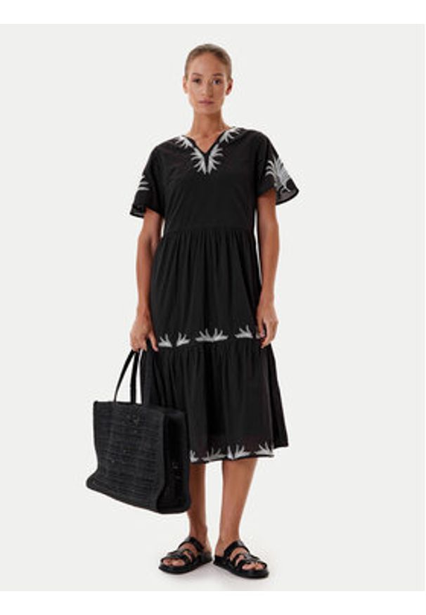 Tatuum Sukienka letnia Ayo T2509.202 Czarny Relaxed Fit. Kolor: czarny. Materiał: bawełna. Sezon: lato