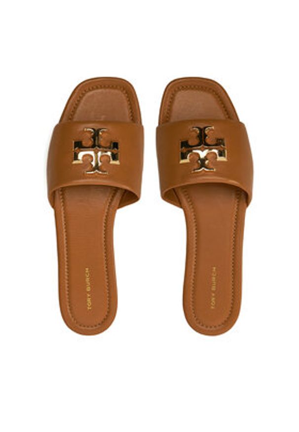 Tory Burch Klapki Eleanor Slide 157966 Brązowy. Kolor: brązowy. Materiał: skóra