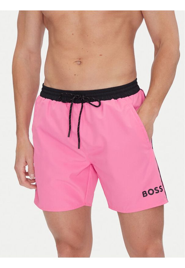 BOSS Szorty kąpielowe Starfish 50514429 Różowy Regular Fit. Kolor: różowy. Materiał: syntetyk