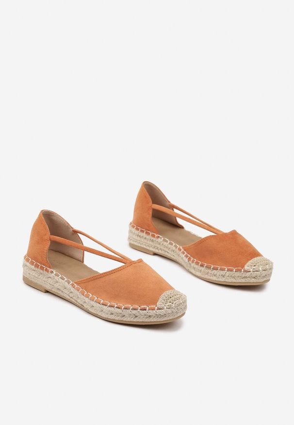 Born2be - Pomarańczowe Espadryle z Plecioną Podeszwą i Wycięciem po Bokach Anniran. Okazja: na co dzień. Kolor: pomarańczowy. Materiał: satyna. Sezon: lato. Styl: klasyczny, elegancki, casual