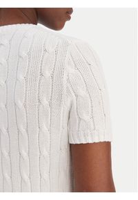 Polo Ralph Lauren Sweter 211971873005 Biały Slim Fit. Typ kołnierza: polo. Kolor: biały. Materiał: bawełna #5