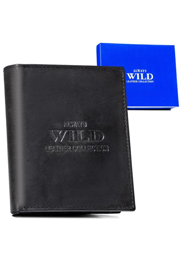 ALWAYS WILD - Portfel skórzany Always Wild AW-N890-MAL czarny. Kolor: czarny. Materiał: skóra
