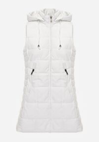 Renee - Biała Kamizelka Ozdobiona Pikowaniem i Odpinanym Kapturem Atoria. Okazja: na spacer, na co dzień. Kolor: biały. Materiał: jeans. Wzór: aplikacja. Styl: casual #8