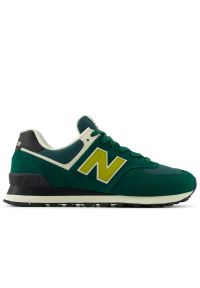 Buty New Balance U574RBC - zielone. Okazja: na co dzień. Kolor: zielony. Materiał: skóra, guma, zamsz, dresówka. Szerokość cholewki: normalna. Wzór: aplikacja. Model: New Balance 574 #1