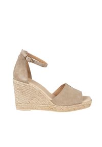 Geox Espadryle "Oleandra" | D25TTD 00022 | Kobieta | Beżowy. Okazja: na co dzień. Kolor: beżowy. Materiał: skóra. Obcas: na koturnie. Styl: casual, klasyczny, elegancki