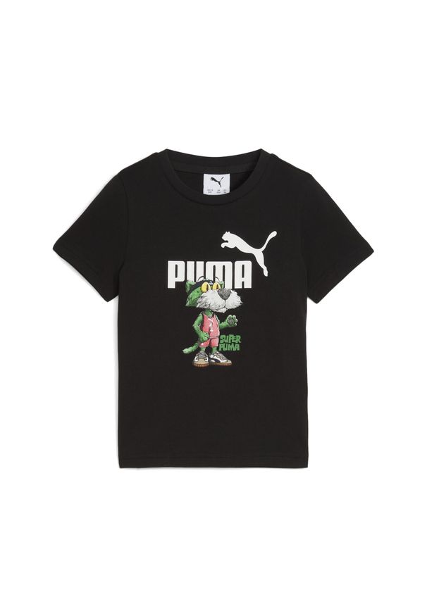 Puma - Dziecięca koszulka Super PUMA z grafiką PUMA Black. Kolor: czarny. Sport: joga i pilates