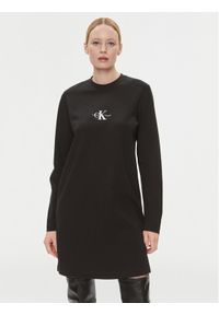 Calvin Klein Jeans Sukienka dzianinowa Monologo J20J222520 Czarny Relaxed Fit. Kolor: czarny. Materiał: syntetyk, wiskoza #1
