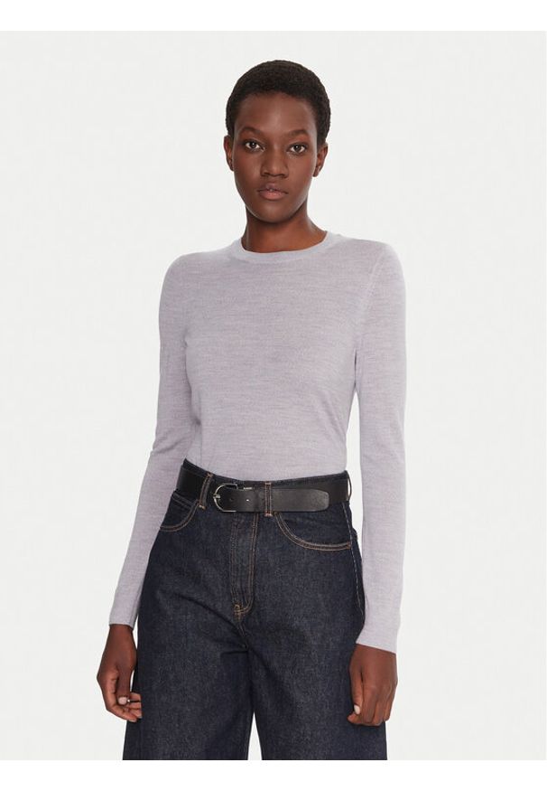 BOSS Sweter Ferpina 50544987 Szary Slim Fit. Kolor: szary. Materiał: wełna