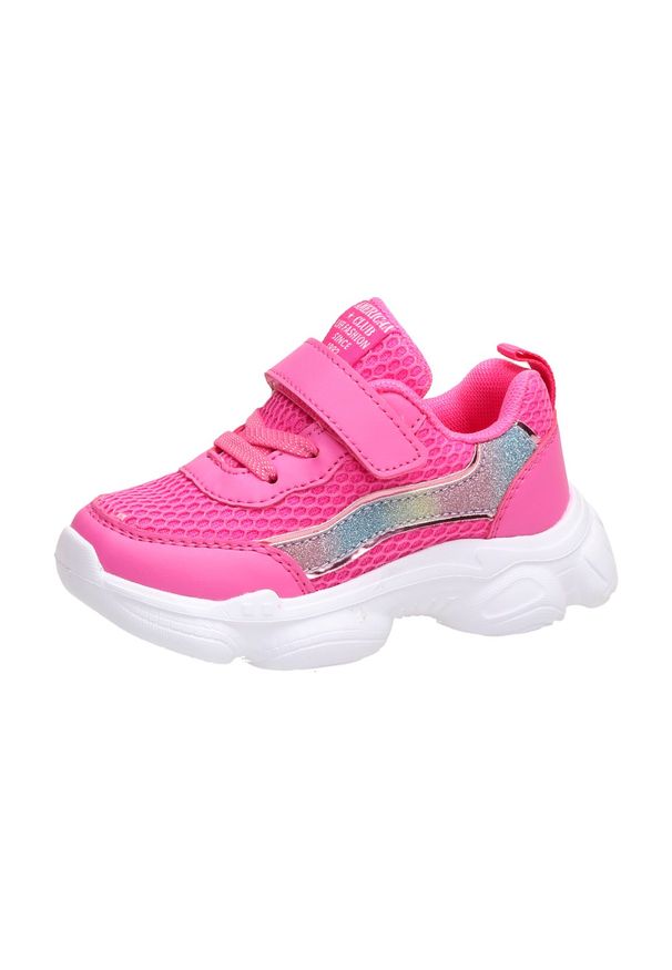 American Club - Sportowe buty dziecięce AMERICAN BD12/21 FU. Kolor: różowy. Materiał: tkanina, skóra
