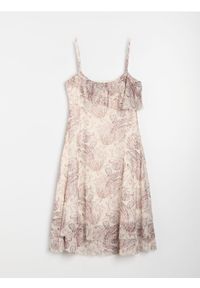 Sinsay - Sukienka mini na ramiączkach z falbanami ze wzorem paisley - wielobarwny. Długość rękawa: na ramiączkach. Wzór: paisley. Długość: mini #1