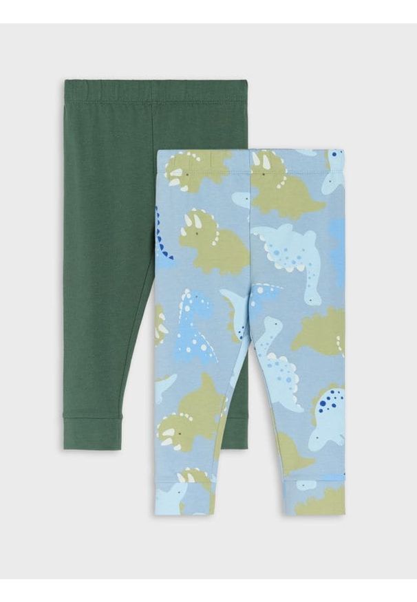 Sinsay - Legginsy z bawełną 2 pack - błękitny. Kolor: niebieski. Materiał: bawełna