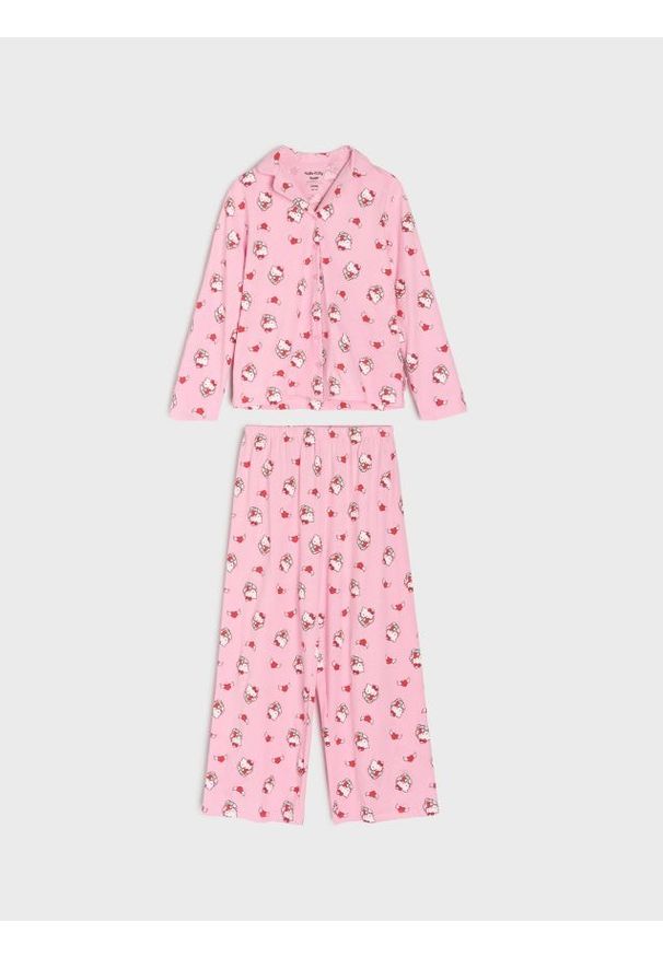 Sinsay - Piżama dwuczęściowa Hello Kitty - różowy. Kolor: różowy. Wzór: motyw z bajki