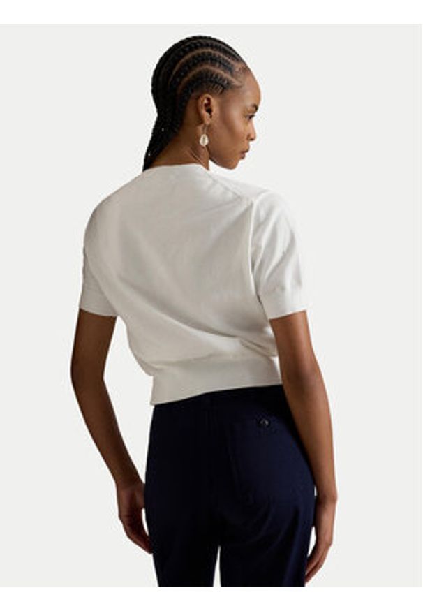Polo Ralph Lauren Kardigan 211A12718001 Biały Regular Fit. Typ kołnierza: polo. Kolor: biały. Materiał: bawełna