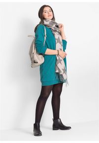 bonprix - Sukienka dresowa z miękkiego materiału frotte. Kolor: niebieski. Materiał: dresówka, materiał. Długość rękawa: raglanowy rękaw. Wzór: prążki #2