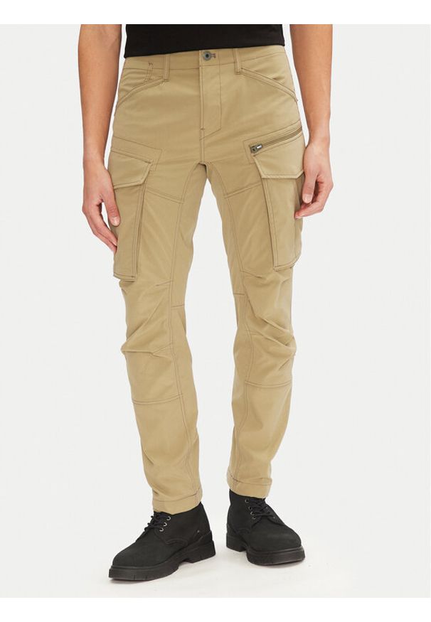 G-Star RAW - G-Star Raw Spodnie materiałowe Rovic D02190-D909 6057 Khaki Regular Fit. Kolor: brązowy. Materiał: syntetyk