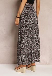 Renee - Czarna Spódnica Maxi Bawełniana w Kwiatowy Wzór Rayegan. Kolor: czarny. Materiał: bawełna. Wzór: kwiaty. Sezon: lato #4