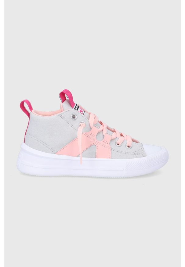 Converse trampki dziecięce kolor szary. Nosek buta: okrągły. Zapięcie: sznurówki. Kolor: szary. Materiał: guma