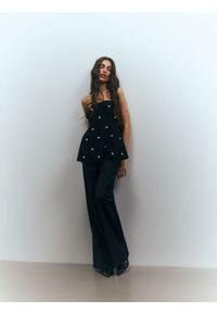 Reserved - Spodnie z wełną - czarny. Kolor: czarny. Materiał: wełna #1